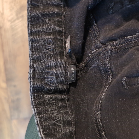 American Eagle Black Baggy Wide Leg Stretch Jeans - Picture 4 of 6